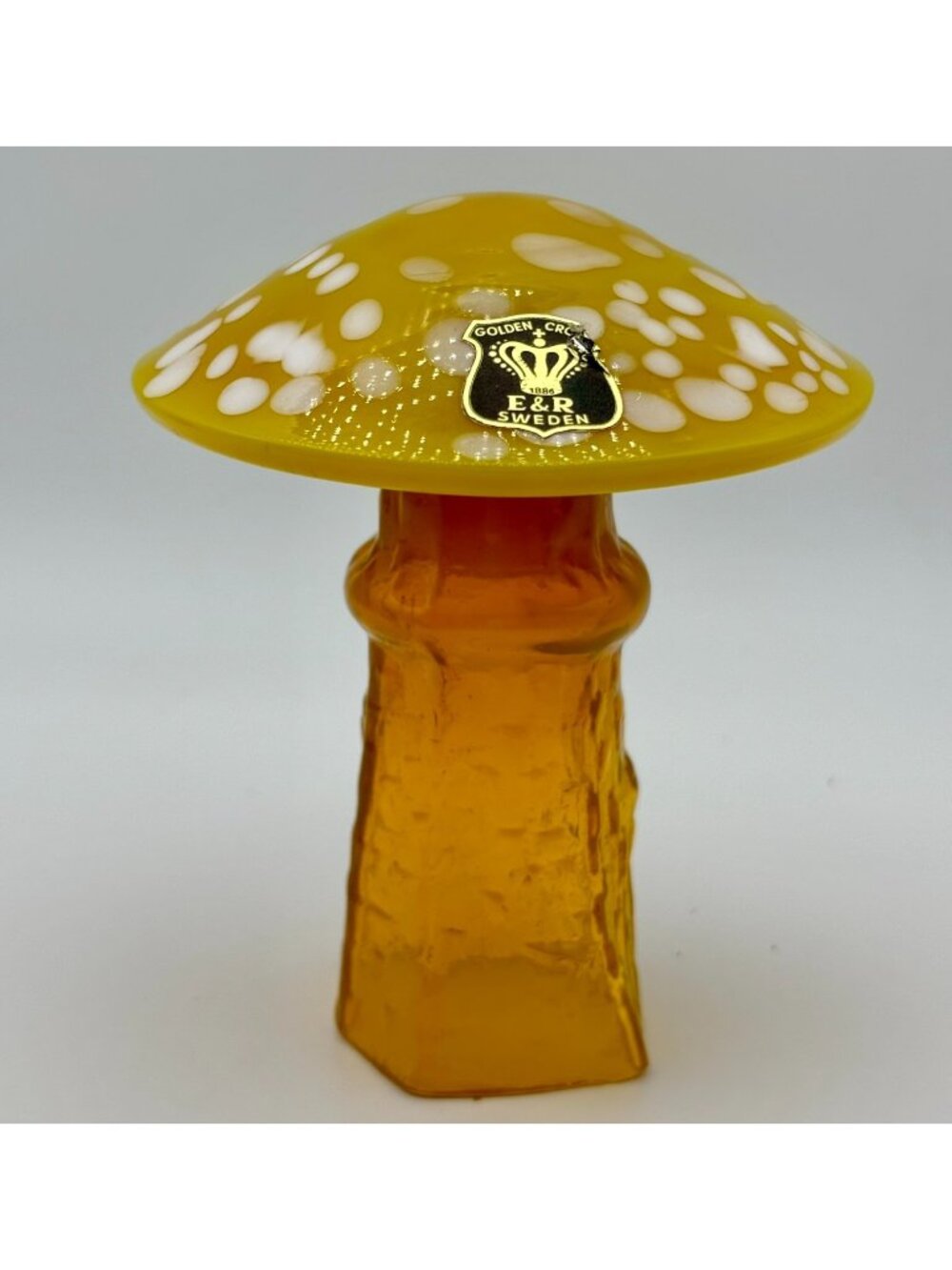 Bo Borgstrom Åseda Ebeling Reuss Sweden Hand Blown Glass Mushroom-4 inch